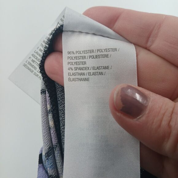 womens bob mackie wearable art long sleeve black floral blouse size large blue - Picture 2 of 6